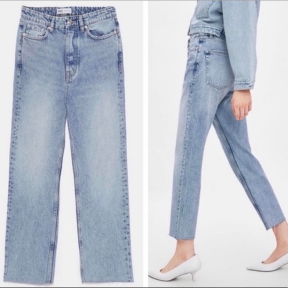 Gently Worn Zara High Rise Straight Leg Button Fly Jeans